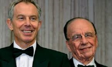 Former Prime Minister Tony Blair has told Labour Party MPs that they must become a right wing party and promise to start a few wars in order to be ... - blair-murdoch